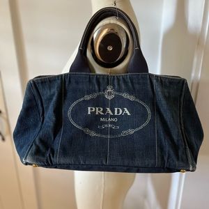 Prada Canapa Tote in Blue Denim